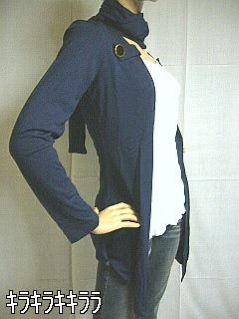 《New》レトロ釦&ストール付★美ライン*トッパーカーディガン<ネイビーM> < 女性ファッション  《New》レトロ釦&ストール付★美ライン*トッパーカーディガン<ネイビーM> < 女性ファッションの