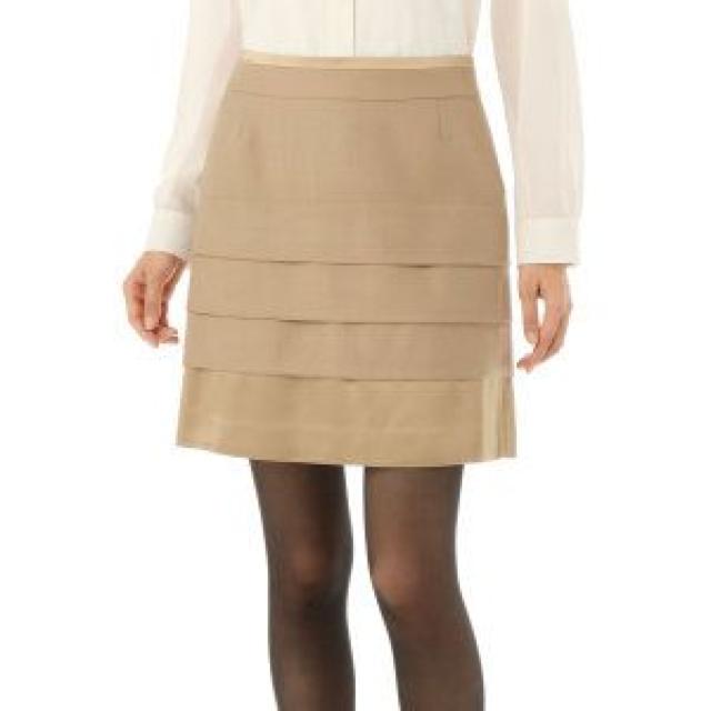 INDIVIベージュ ミニスカート ウール ティアード異素材M9号 < 女性ファッション  INDIVIベージュ ミニスカート ウール ティアード異素材M9号  < 女性ファッションの