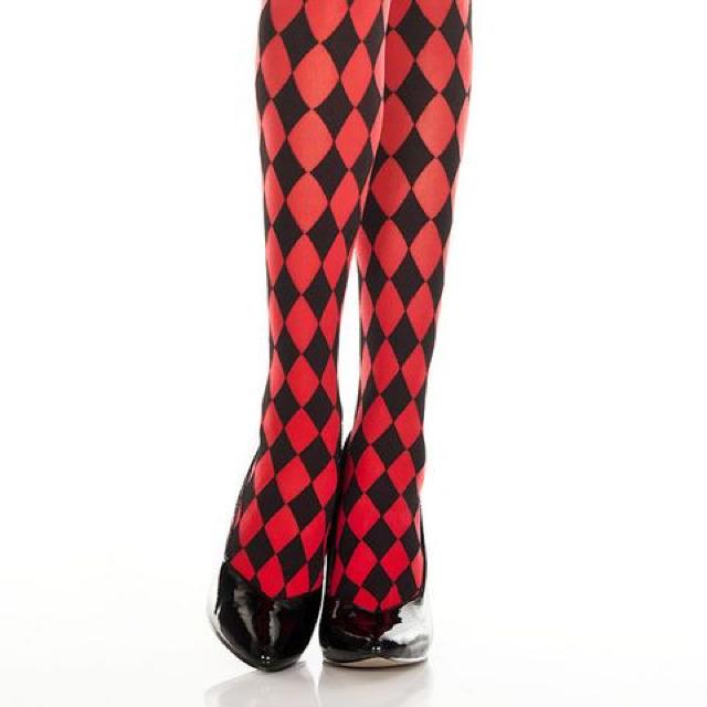 赤と黒のハーレクインタイツ < 女性ファッション  赤と黒のハーレクインタイツ < 女性ファッションの