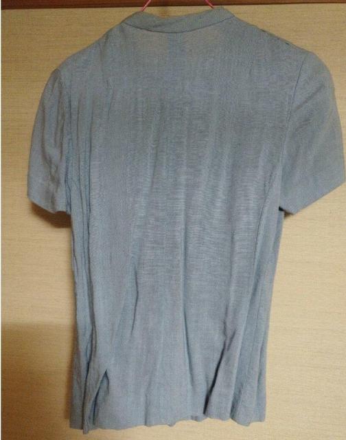 水色 麻 チャイナカラー 1960年代ビンテージ ハンドメイド ブラウス < 女性ファッション  水色 麻 チャイナカラー 1960年代ビンテージ ハンドメイド ブラウス < 女性ファッションの