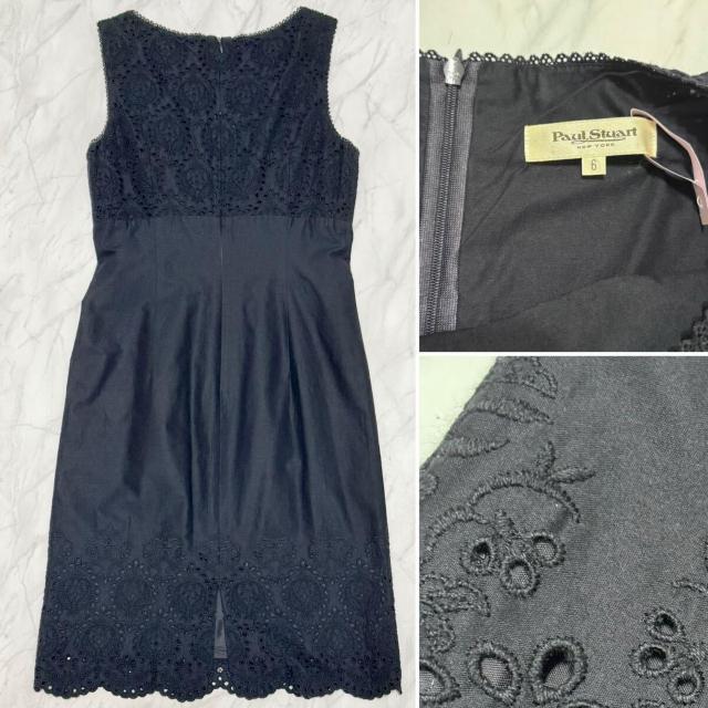 ポールスチュアート ノースリコットンレースワンピース黒#XX < 女性ファッション  ポールスチュアート ノースリコットンレースワンピース黒#XX < 女性ファッションの