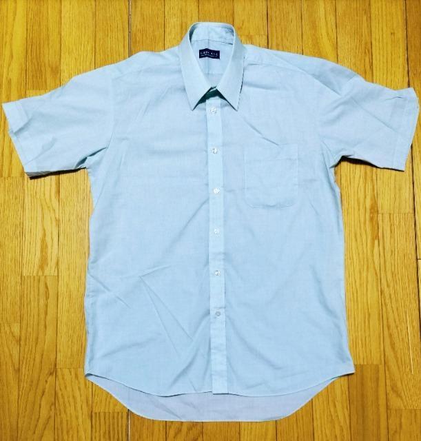 GRECALE 半袖形態安定シャツ 40 みずいろ系 美品 < 男性ファッション  GRECALE 半袖形態安定シャツ 40 みずいろ系 美品  < 男性ファッションの