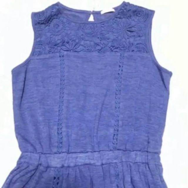 【美品】レースコンビ ノースリーブワンピース/GU/ブルー/S/イレヘムスカート < 女性ファッション  【美品】レースコンビ ノースリーブワンピース/GU/ブルー/S/イレヘムスカート < 女性ファッションの