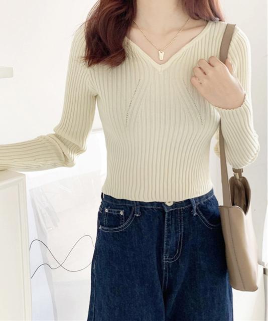 送料無料 新品 ニットトップス Vネックセーター 春秋冬 < 女性ファッション  送料無料 新品 ニットトップス Vネックセーター 春秋冬 < 女性ファッションの
