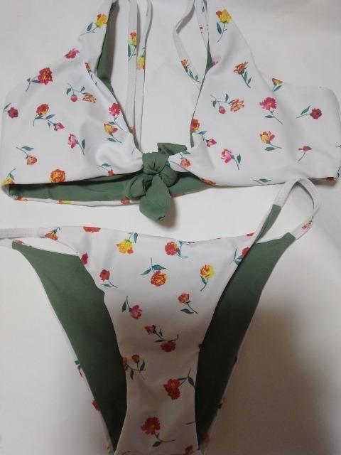 新品ホワイトカーキ色花柄ビキニセットMサイズ < 女性ファッション 新品ホワイトカーキ色花柄ビキニセットMサイズ < 女性ファッションの