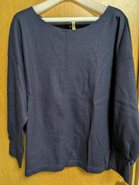 INDIVI昨季美品ネイビー圧縮ウール素材長袖ニットカットソー大きいサイズ12号11号LLXLフエルトカットソーセーター < ブランド INDIVI昨季美品ネイビー圧縮ウール素材長袖ニットカットソー大きいサイズ12号11号LLXLフエルトカットソーセーター < ブランドの