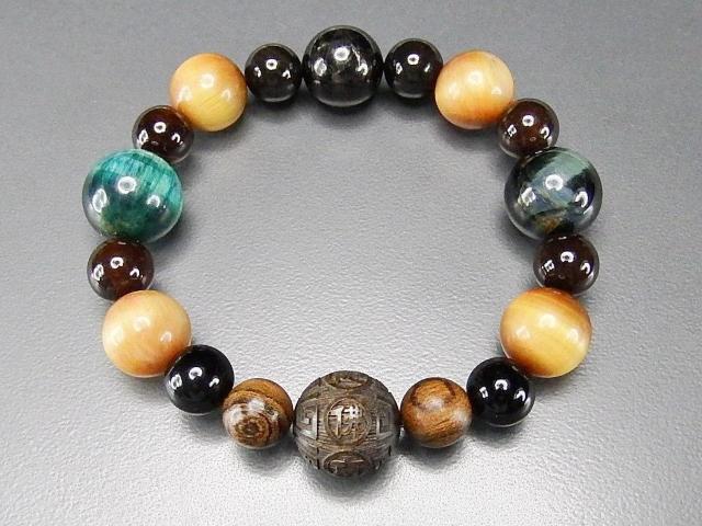 一点物ブラックムーンストーン南無阿弥陀仏木玉タイガーアイ大玉ブレスレット < 男性アクセサリー/時計 一点物ブラックムーンストーン南無阿弥陀仏木玉タイガーアイ大玉ブレスレット < 男性アクセサリー/時計の