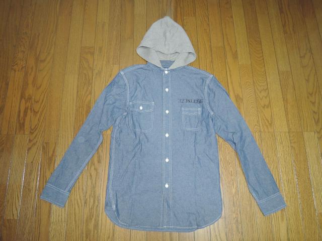 XLARGE エクストララージ パーカー シャツ S 背ロゴ LOGO デニム シャンブレー インディゴ 美中古 < ブランド  XLARGE エクストララージ パーカー シャツ S 背ロゴ LOGO デニム シャンブレー インディゴ 美中古  < ブランドの