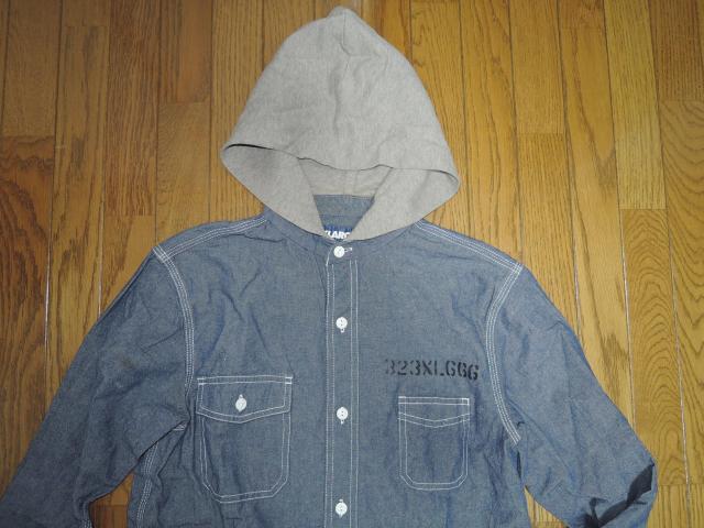 XLARGE エクストララージ パーカー シャツ S 背ロゴ LOGO デニム シャンブレー インディゴ 美中古 < ブランド  XLARGE エクストララージ パーカー シャツ S 背ロゴ LOGO デニム シャンブレー インディゴ 美中古 < ブランドの