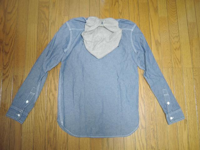 XLARGE エクストララージ パーカー シャツ S 背ロゴ LOGO デニム シャンブレー インディゴ 美中古 < ブランド  XLARGE エクストララージ パーカー シャツ S 背ロゴ LOGO デニム シャンブレー インディゴ 美中古 < ブランドの