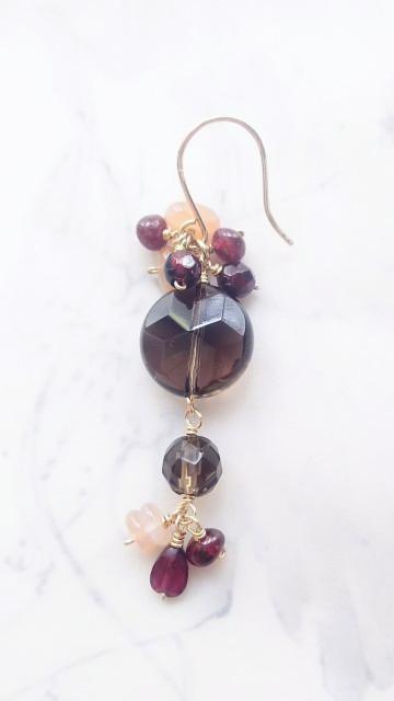 14kgf*スモーキークォーツの片耳ピアス*17049 < 女性アクセサリー/時計 14kgf*スモーキークォーツの片耳ピアス*17049 < 女性アクセサリー/時計の