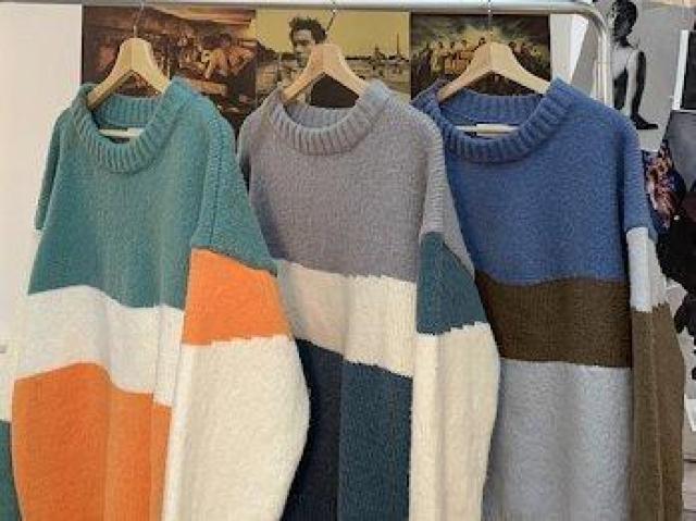 マルチカラー ニット セーター トップス ブラウンマルチ < 女性ファッション マルチカラー ニット セーター トップス ブラウンマルチ < 女性ファッションの