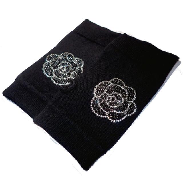 ラインストーン バラ 黒薔薇 薔薇 ローズ ハンドカバー ハンドウォーマー グローブ 指なし 半指 手袋 黒色 < 女性ファッション  ラインストーン バラ 黒薔薇 薔薇 ローズ ハンドカバー ハンドウォーマー グローブ 指なし 半指 手袋 黒色 < 女性ファッションの
