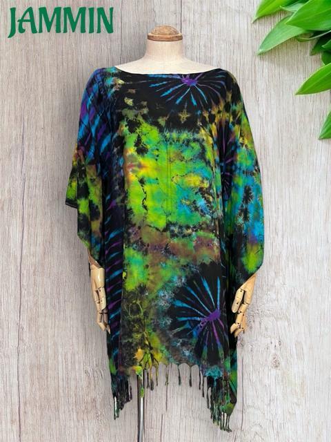 タイダイフリンジポンチョ サイケ ヒッピー エスニック アジアン 衣装 < 女性ファッション タイダイフリンジポンチョ サイケ ヒッピー エスニック アジアン 衣装 < 女性ファッションの