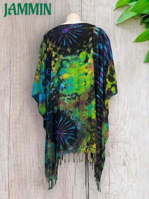タイダイフリンジポンチョ サイケ ヒッピー エスニック アジアン 衣装 < 女性ファッション タイダイフリンジポンチョ サイケ ヒッピー エスニック アジアン 衣装 < 女性ファッションの