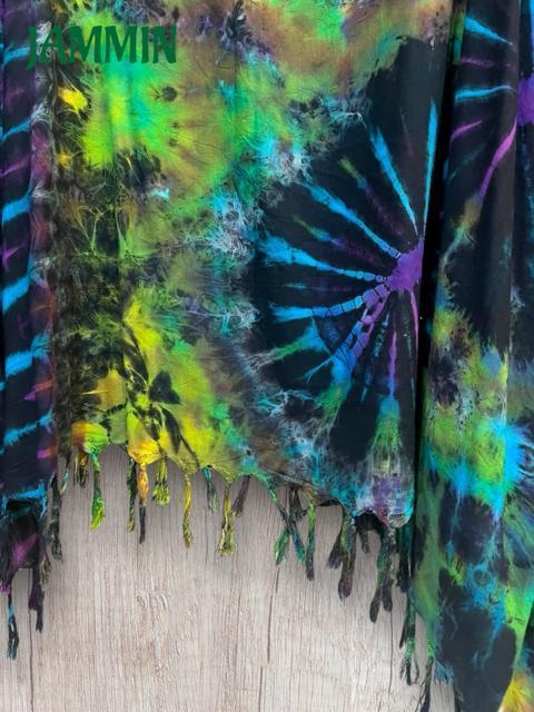 タイダイフリンジポンチョ サイケ ヒッピー エスニック アジアン 衣装 < 女性ファッション タイダイフリンジポンチョ サイケ ヒッピー エスニック アジアン 衣装 < 女性ファッションの