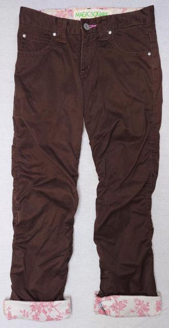 美品★ロールアップデニム★花柄折返し★可愛い★ユニセックス★ブラウン★W75★シワ加工★カラーデニム★美脚効果★美尻★送料無料 < 女性ファッション 美品★ロールアップデニム★花柄折返し★可愛い★ユニセックス★ブラウン★W75★シワ加工★カラーデニム★美脚効果★美尻★送料無料 < 女性ファッションの