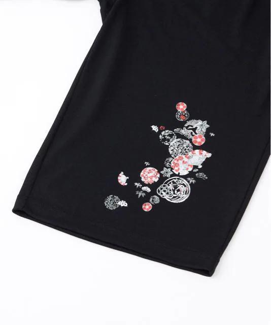 Lサイズ!高貴紳士的!男気溢れる!和柄!吸汗速乾!半袖Tシャツandハーフパンツ上下セット!チャコール+黒色!系色合い新品! < 男性ファッション  Lサイズ!高貴紳士的!男気溢れる!和柄!吸汗速乾!半袖Tシャツandハーフパンツ上下セット!チャコール+黒色!系色合い新品! < 男性ファッションの