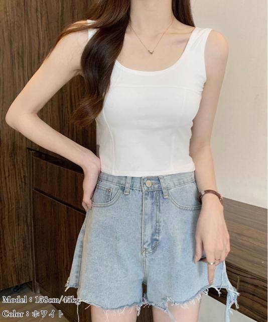 送料無料 新品 カップ付きタンクトップ ショート丈 夏服 < 女性ファッション  送料無料 新品 カップ付きタンクトップ ショート丈 夏服 < 女性ファッションの