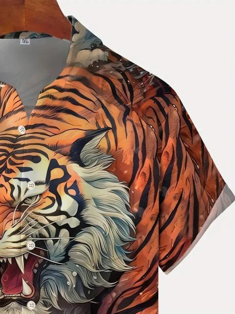 爆ヤス価格1790円★メンズ ビンテージ タイガープリント 半袖シャツ ボタンポケット付き USAサイズM(日本サイズXL相当) < 男性ファッション 爆ヤス価格1790円★メンズ ビンテージ タイガープリント 半袖シャツ ボタンポケット付き USAサイズM(日本サイズXL相当) < 男性ファッションの