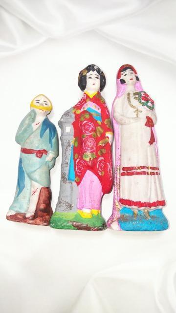 レトロ古い土人形3体セットビンテージアンティーク < インテリア/ライフ レトロ古い土人形3体セットビンテージアンティーク < インテリア/ライフの