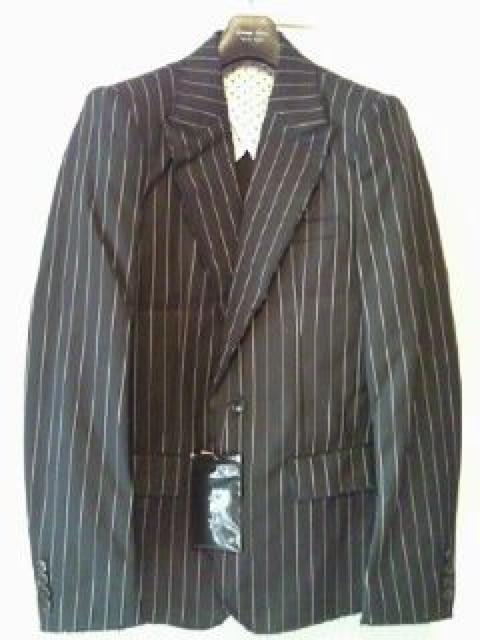 ナンバーナイン††ほつれ加工ピークドストライフジャケット゜ < ブランド  ナンバーナイン††ほつれ加工ピークドストライフジャケット゜  < ブランドの