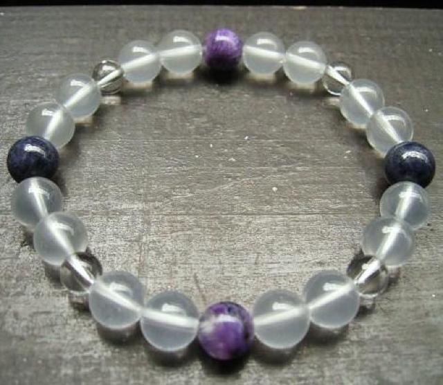 チャロアイトxサファイアxミルキークォーツブレスレット < 男性アクセサリー/時計 チャロアイトxサファイアxミルキークォーツブレスレット < 男性アクセサリー/時計の