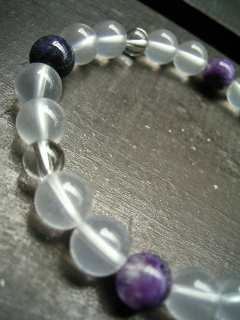 チャロアイトxサファイアxミルキークォーツブレスレット < 男性アクセサリー/時計 チャロアイトxサファイアxミルキークォーツブレスレット < 男性アクセサリー/時計の