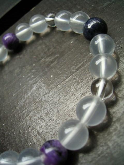 チャロアイトxサファイアxミルキークォーツブレスレット < 男性アクセサリー/時計 チャロアイトxサファイアxミルキークォーツブレスレット < 男性アクセサリー/時計の