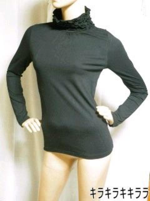 《New》ゴージャス*セレカジ★タートル(ボリューム)フリル*カットソー<ブラックM> < 女性ファッション 《New》ゴージャス*セレカジ★タートル(ボリューム)フリル*カットソー<ブラックM> < 女性ファッションの