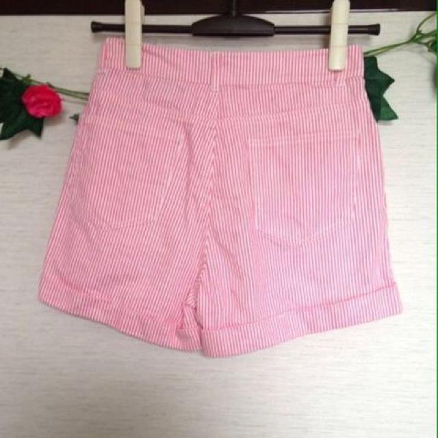 ブラウニー◆ピンク ボーダー コットン ショートパンツ Mサイズ < 女性ファッション  ブラウニー◆ピンク ボーダー コットン ショートパンツ Mサイズ < 女性ファッションの