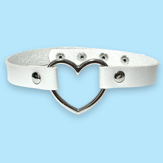 【新品】オープンハートデザイン合皮チョーカー/ホワイト < ブランド 【新品】オープンハートデザイン合皮チョーカー/ホワイト < ブランドの