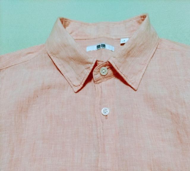 ユニクロ リネン(麻)100% 長袖シャツ L ピンク系 < 男性ファッション  ユニクロ リネン(麻)100% 長袖シャツ L ピンク系 < 男性ファッションの