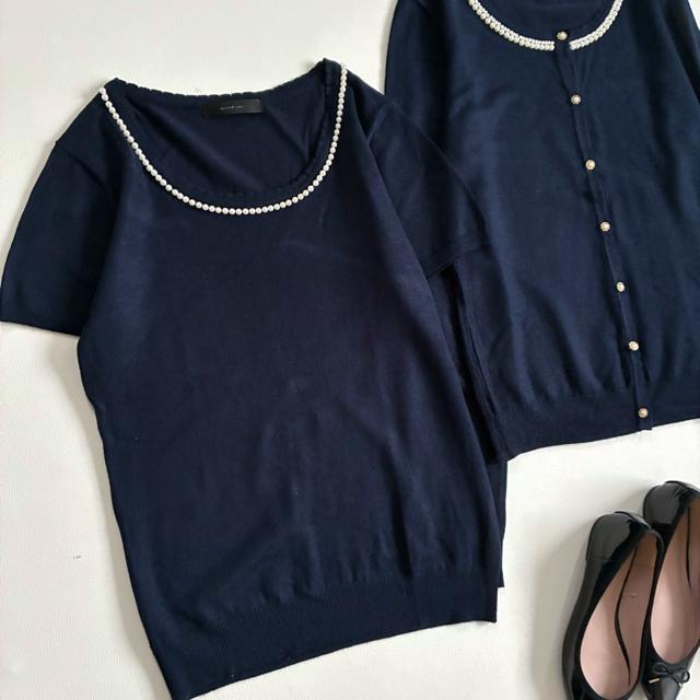 ◆美品◆インタープラネット◆ビジューパールカーディガン◆アンサンブル◆ネイビーM < 女性ファッション ◆美品◆インタープラネット◆ビジューパールカーディガン◆アンサンブル◆ネイビーM < 女性ファッションの