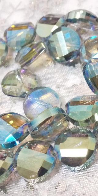 *.゜。:+*.゜ハンドメイドパーツ*アクアオーラカラーのガラスピーズ一連。:+*.゜。:+*.゜ < ペット/手芸/園芸 *.゜。:+*.゜ハンドメイドパーツ*アクアオーラカラーのガラスピーズ一連。:+*.゜。:+*.゜ < ペット/手芸/園芸の