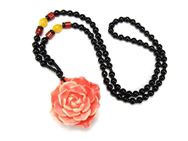 ピンクサンゴ人工練りデカバラネックレスセーターチェーンR5-5-01 < 女性アクセサリー/時計  ピンクサンゴ人工練りデカバラネックレスセーターチェーンR5-5-01  < 女性アクセサリー/時計の