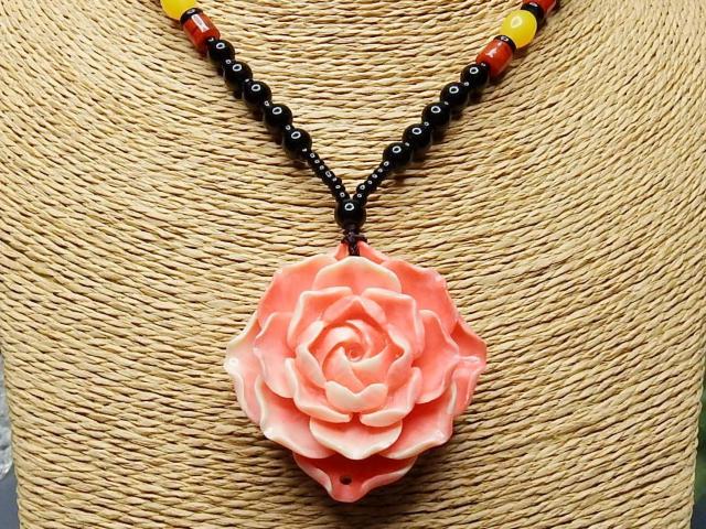 ピンクサンゴ人工練りデカバラネックレスセーターチェーンR5-5-01 < 女性アクセサリー/時計  ピンクサンゴ人工練りデカバラネックレスセーターチェーンR5-5-01 < 女性アクセサリー/時計の