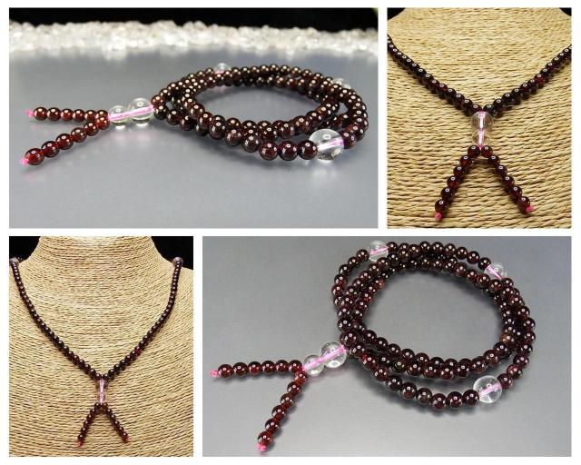 天然石ワインレッド色ガーネット小玉約5mm108粒長数珠3層ブレスレット < 女性アクセサリー/時計  天然石ワインレッド色ガーネット小玉約5mm108粒長数珠3層ブレスレット < 女性アクセサリー/時計の