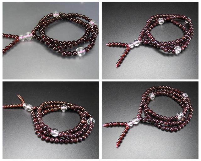 天然石ワインレッド色ガーネット小玉約5mm108粒長数珠3層ブレスレット < 女性アクセサリー/時計  天然石ワインレッド色ガーネット小玉約5mm108粒長数珠3層ブレスレット < 女性アクセサリー/時計の