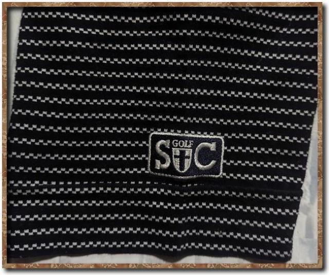 セントクリストファー 刺繍入りボーダー半袖ポロシャツ 黒 < レジャー/スポーツ  セントクリストファー 刺繍入りボーダー半袖ポロシャツ 黒 < レジャー/スポーツの