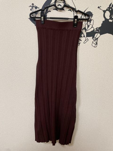 茶色 リブニットロングスカート レーヨン混 タイト シンプル < 女性ファッション 茶色 リブニットロングスカート レーヨン混 タイト シンプル < 女性ファッションの