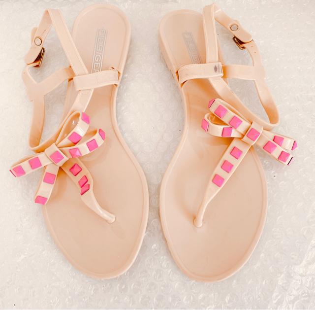 レインシューズベージュネオンピンクトングサンダル雨ビーサン < 女性ファッション レインシューズベージュネオンピンクトングサンダル雨ビーサン < 女性ファッションの