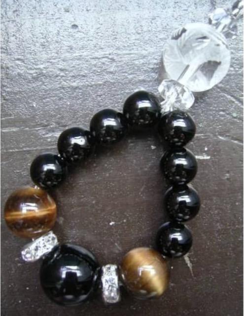 龍彫水晶xタイガーアイxオニキスストラップ 天然石 < 家電/AV 龍彫水晶xタイガーアイxオニキスストラップ 天然石 < 家電/AVの