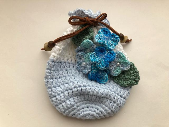 ハンドメイド ポーチ ブルーの紫陽花♪ コットン < 女性ファッション  ハンドメイド ポーチ ブルーの紫陽花♪ コットン < 女性ファッションの