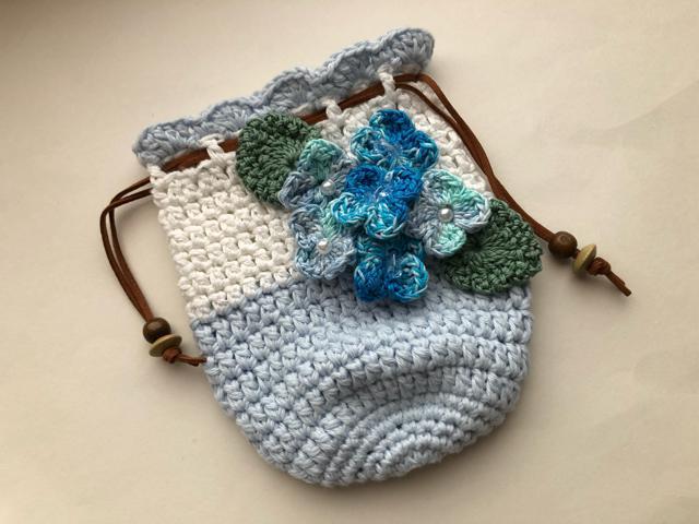 ハンドメイド ポーチ ブルーの紫陽花♪ コットン < 女性ファッション  ハンドメイド ポーチ ブルーの紫陽花♪ コットン < 女性ファッションの