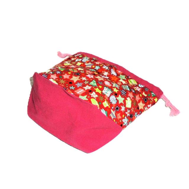 【底マチ幅広巾着】◆Merry Christmas◆クリスマスXmas◆サンタクロース・ミトン・プレゼント×赤地◆ < 女性ファッション 【底マチ幅広巾着】◆Merry Christmas◆クリスマスXmas◆サンタクロース・ミトン・プレゼント×赤地◆ < 女性ファッションの