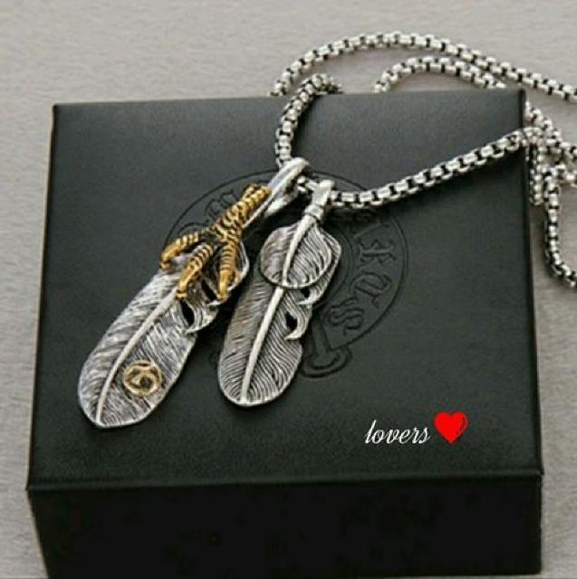 送料無料クロムシルバー2フェザー羽根ネックレス手首にブレス < 男性アクセサリー/時計  送料無料クロムシルバー2フェザー羽根ネックレス手首にブレス  < 男性アクセサリー/時計の