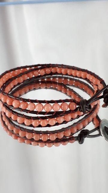 6★天然石★ジェイド2重ラップブレスレット★本革☆ < 女性アクセサリー/時計 6★天然石★ジェイド2重ラップブレスレット★本革☆ < 女性アクセサリー/時計の