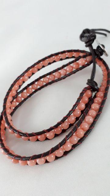 6★天然石★ジェイド2重ラップブレスレット★本革☆ < 女性アクセサリー/時計 6★天然石★ジェイド2重ラップブレスレット★本革☆ < 女性アクセサリー/時計の