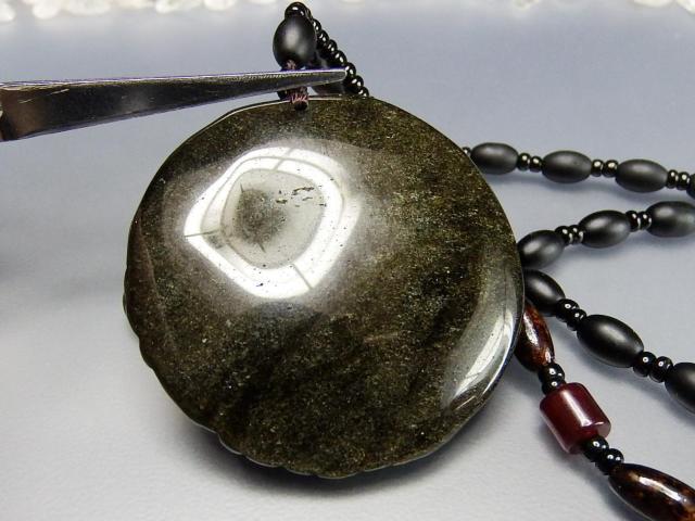 ゴールドオブシディアン龍鳳呈祥八卦彫り天然石ペンダントネックレス < 男性アクセサリー/時計  ゴールドオブシディアン龍鳳呈祥八卦彫り天然石ペンダントネックレス < 男性アクセサリー/時計の